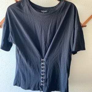 Topshop t-shirt with fastener detail